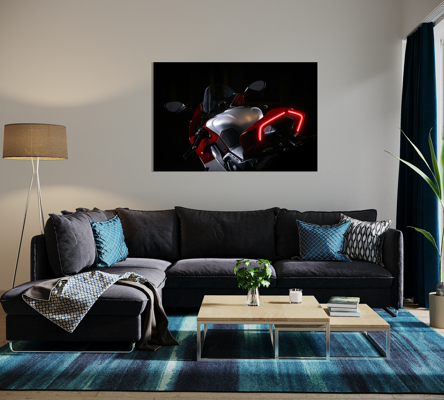 Spor Motosiklet UV Baskı Neon Tablo | LED Stop Işıklı Pleksi Duvar Dekoru | Motor Tutkunları İçin Özel Tasarım