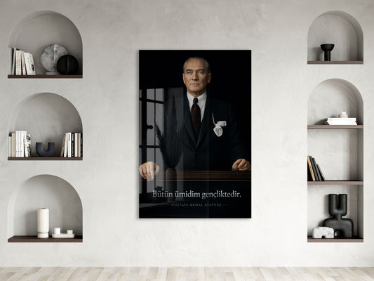 Mustafa Kemal Atatürk | Modern Cam Tablo-PeonyAta089