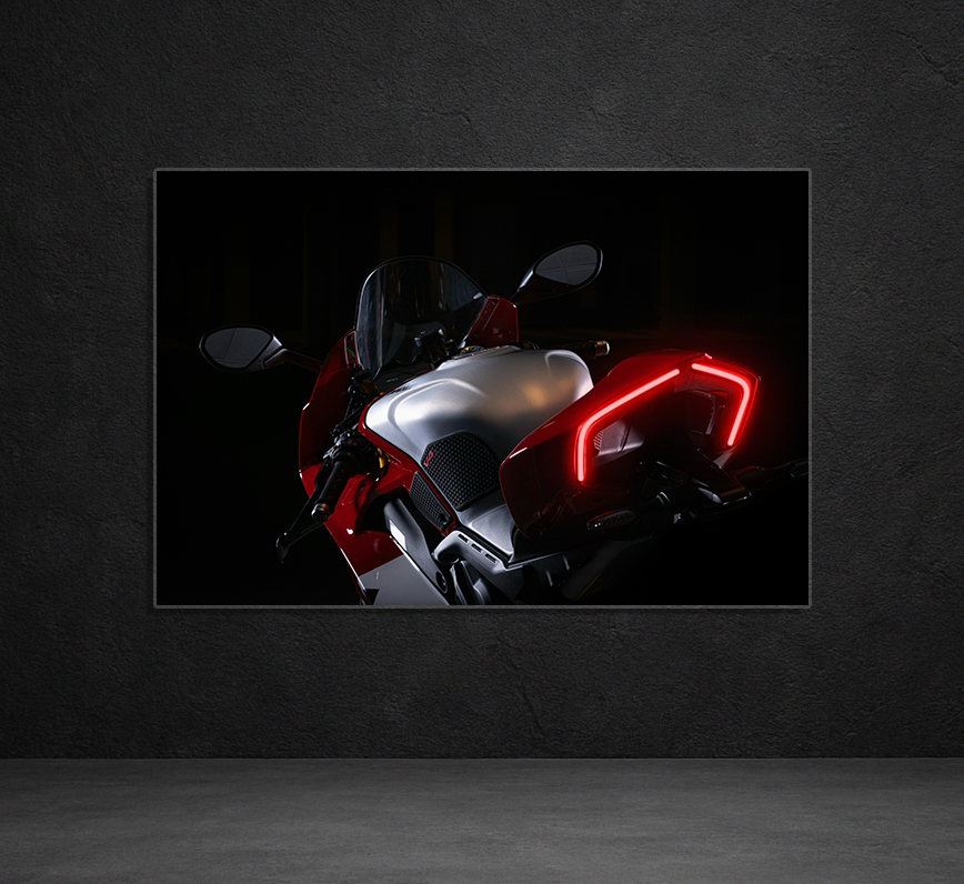 Spor Motosiklet UV Baskı Neon Tablo | LED Stop Işıklı Pleksi Duvar Dekoru | Motor Tutkunları İçin Özel Tasarım