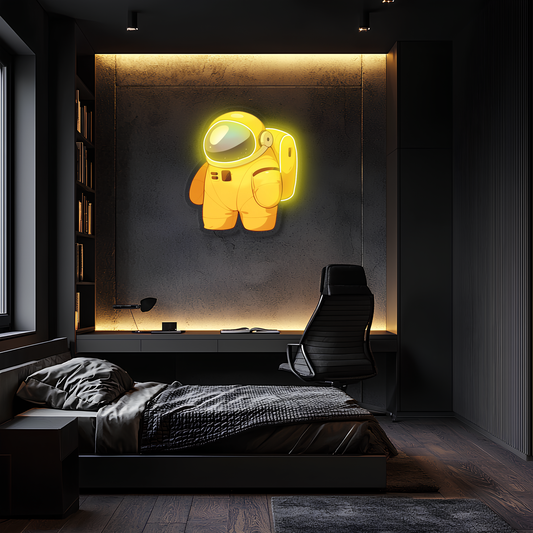 Astronot Neon Duvar Dekoru | Çocuk ve Genç Odası Işıklı Uzay Temalı Tablo | UV Baskı Pleksi Neon