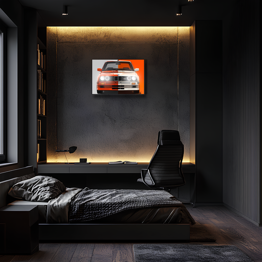Retro BMW M Tarzı UV Baskı Neon Duvar Dekoru | Klasik Araba Pleksi Işıklı Tablo | Gamer Room Duvar Sanatı