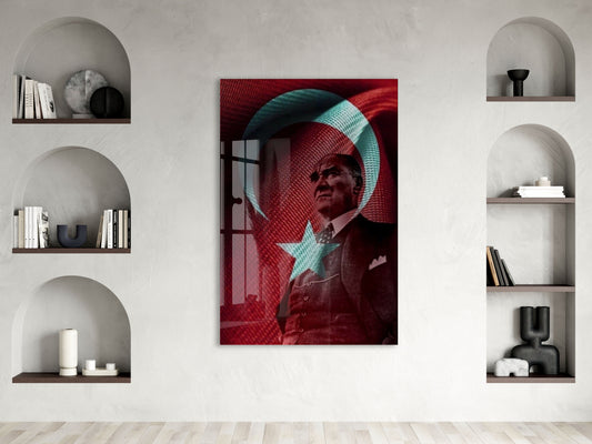 Mustafa Kemal Atatürk | Modern Cam Tablo-PeonyAta104