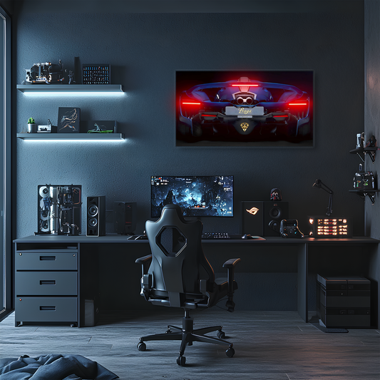 Pagani Tarzı UV Baskı Neon Duvar Dekoru | Pleksi Işıklı Süper Araba Tablo | Gamer Room Duvar Sanatı