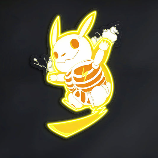 Pika Neon Duvar Dekoru | Sarı UV Baskı Pleksi LED Tablo | Oyun Odası ve Modern Ev Dekoru İçin Işıklı Sanat