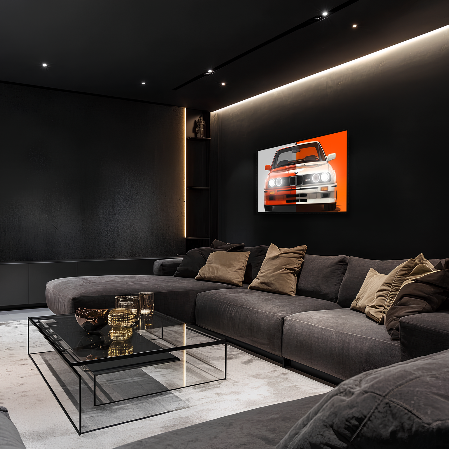 Retro BMW M Tarzı UV Baskı Neon Duvar Dekoru | Klasik Araba Pleksi Işıklı Tablo | Gamer Room Duvar Sanatı