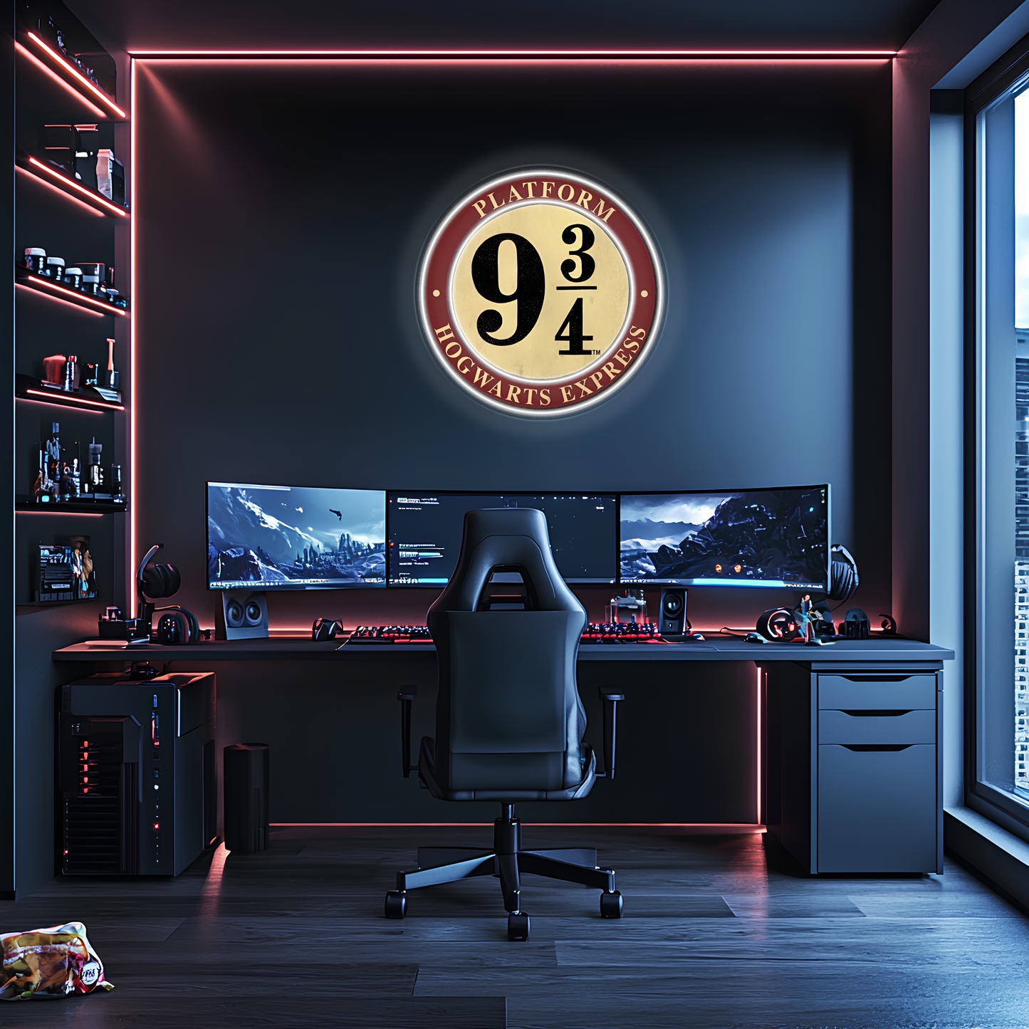 Magic Platform 9¾ Neon Duvar Dekoru | Film Temalı Işıklı Pleksi Tablo | Modern Ev ve Oda Dekoru