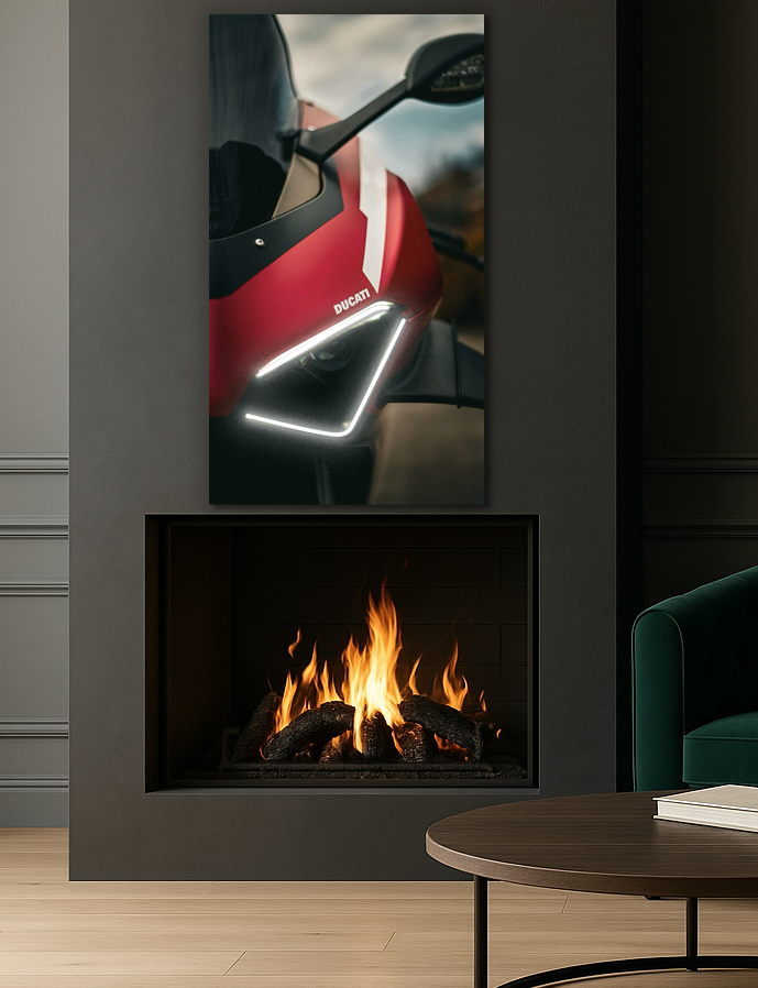 Kırmızı Spor Motosiklet UV Baskı Neon Duvar Dekoru | Pleksi Üzeri LED Işıklı Tablo | Modern Motor Duvar Sanatı