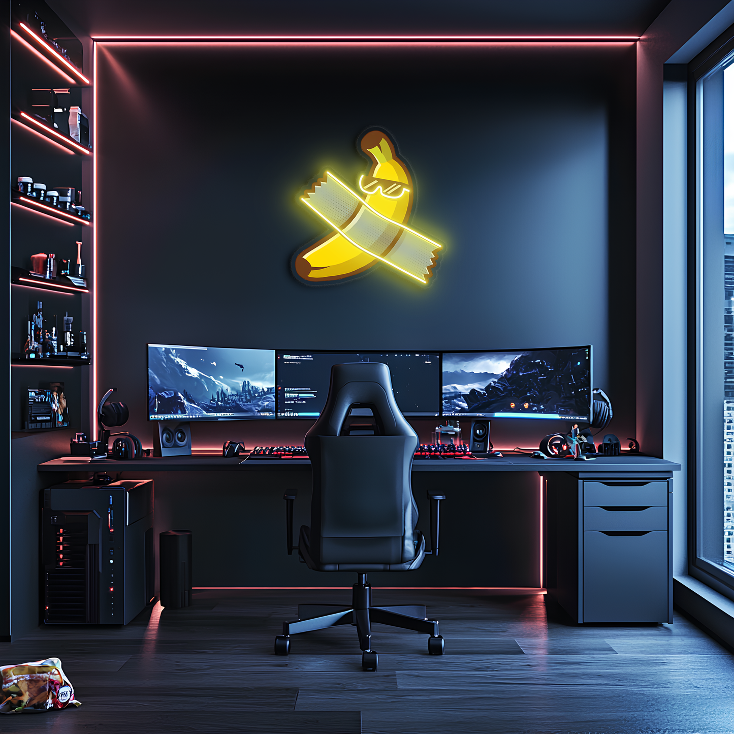 Pop Art Muz Neon Duvar Dekoru | Mizah Temalı Işıklı Pleksi Tablo | Modern Gamer ve Ofis Duvar Işığı