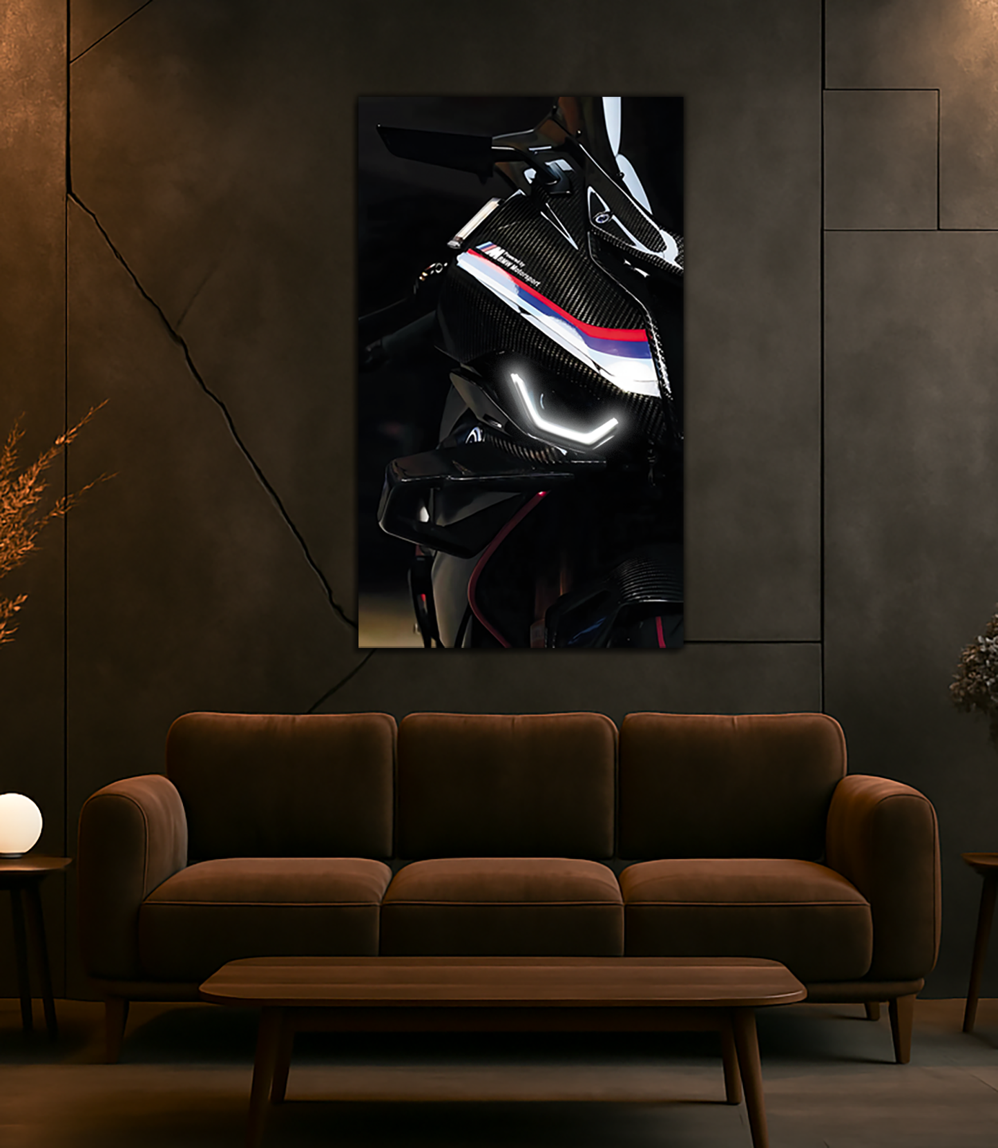 Spor Motosiklet UV Baskı Neon Duvar Dekoru | Pleksi Üzeri LED Işıklı Tablo | Lüks Motor Duvar Sanatı