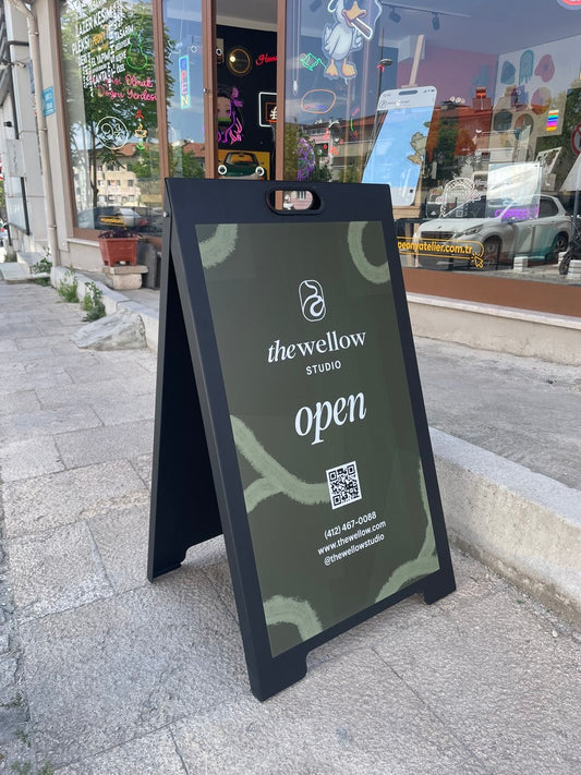 Metal A Tabela | UV Baskılı Kaldırım Reklam Panosu | Dış Mekan Mağaza Önü Standı