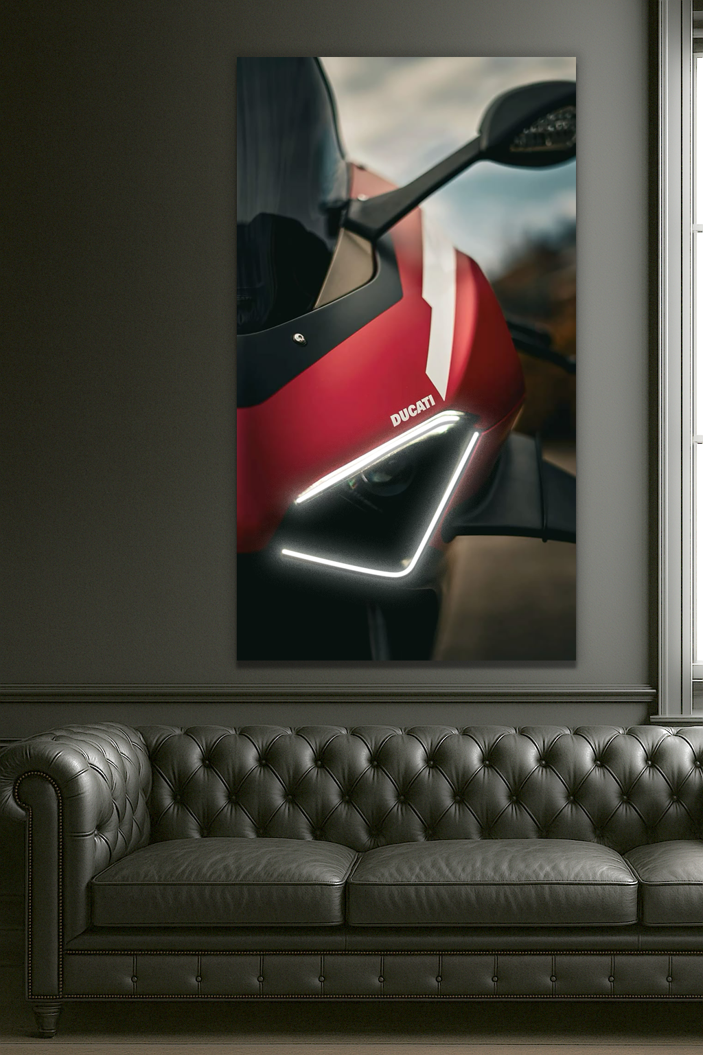 Kırmızı Spor Motosiklet UV Baskı Neon Duvar Dekoru | Pleksi Üzeri LED Işıklı Tablo | Modern Motor Duvar Sanatı