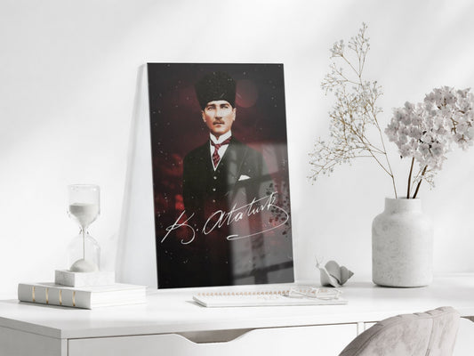Mustafa Kemal Atatürk | Modern Cam Tablo-PeonyAta086