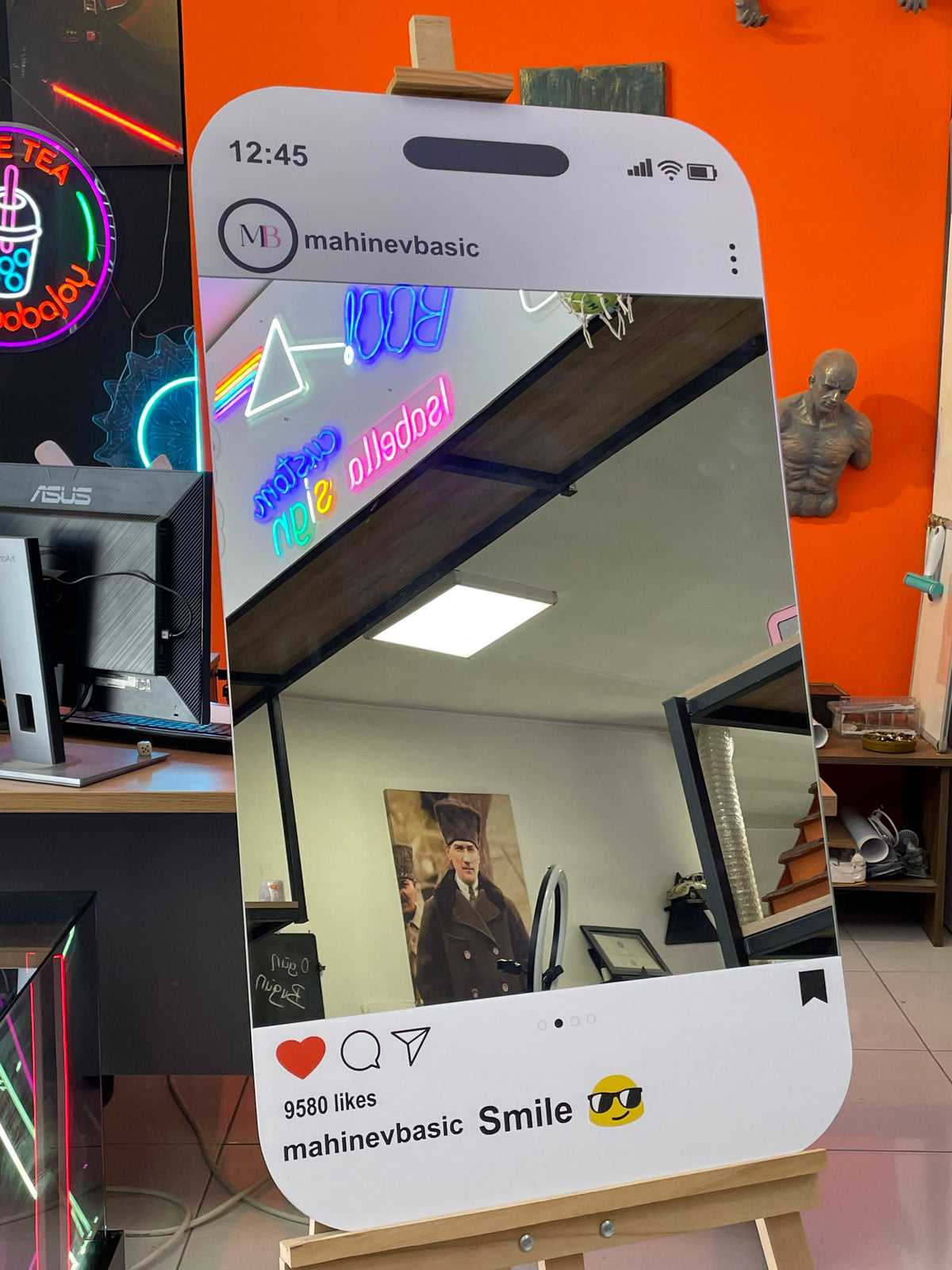 Kişiye Özel Instagram Selfie Aynası | Logo Baskılı İşletme Aynası | 4 mm Gerçek Ayna
