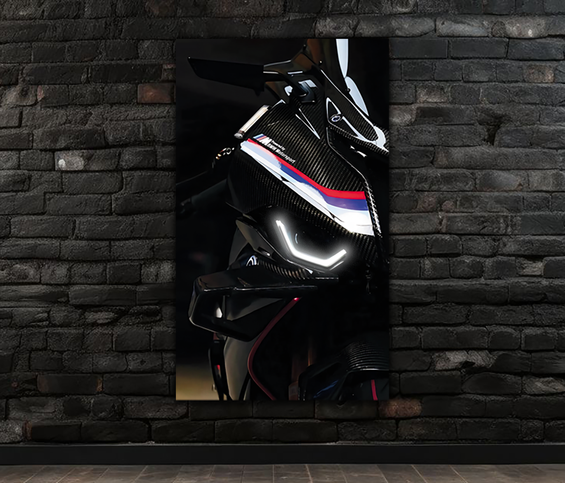 Spor Motosiklet UV Baskı Neon Duvar Dekoru | Pleksi Üzeri LED Işıklı Tablo | Lüks Motor Duvar Sanatı
