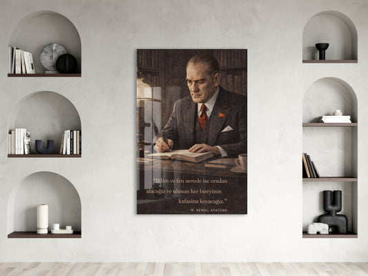 Mustafa Kemal Atatürk Cam Tablo - PeonyAta024