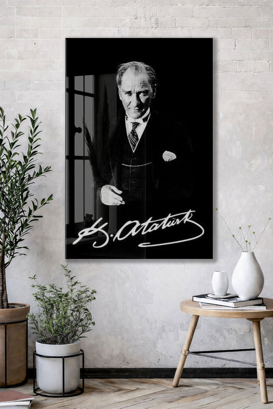 Mustafa Kemal Atatürk | Modern Cam Tablo-PeonyAta079