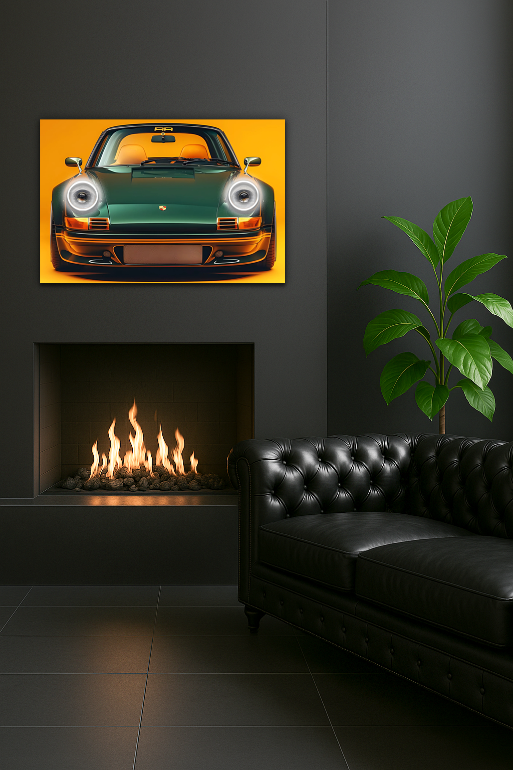 Porsche 911 Retro Model UV Baskı Neon Duvar Dekoru | Pleksi Işıklı Spor Araba Tablo | Modern Ev ve Ofis Dekoru