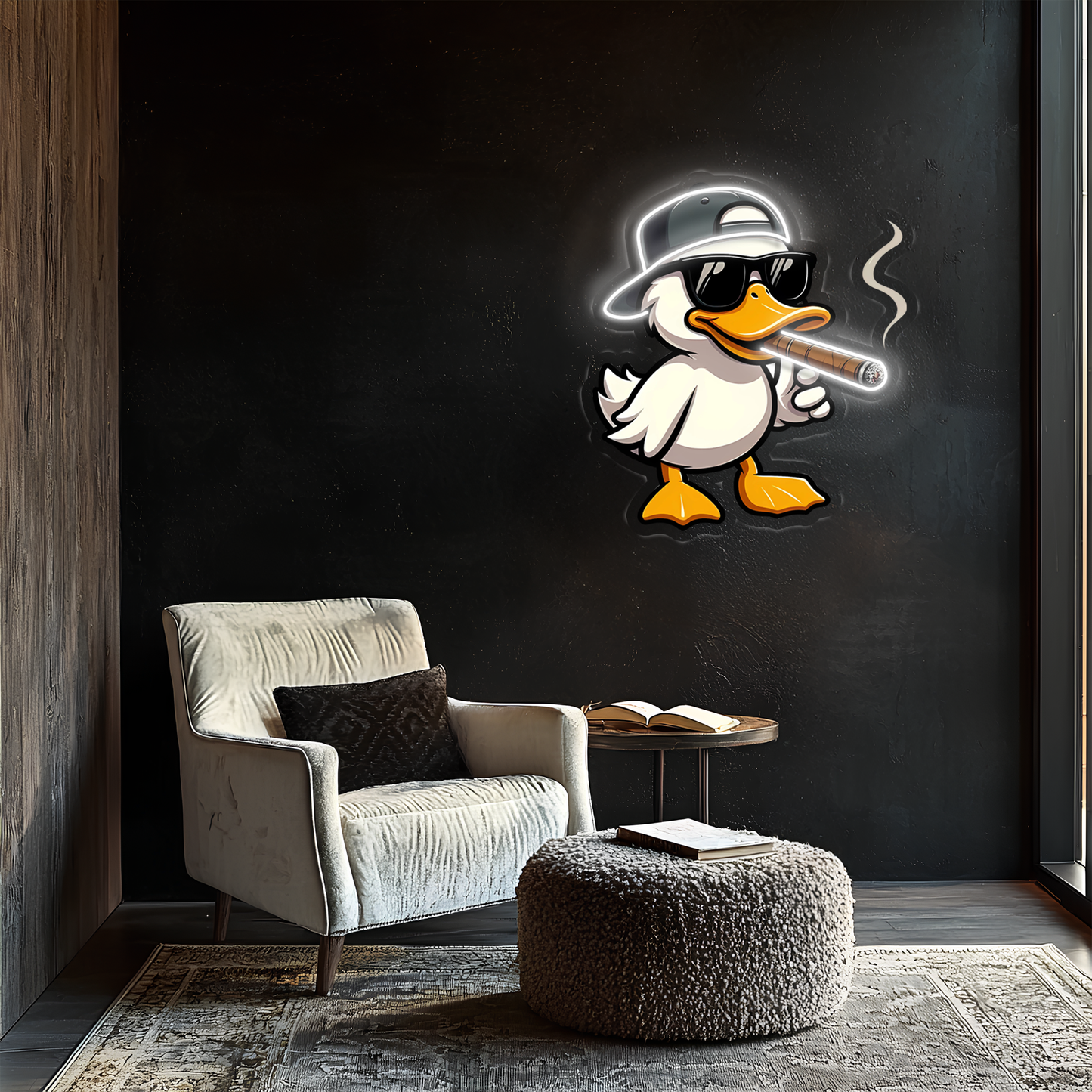 Cool Duck Neon Duvar Dekoru | Eğlenceli Karikatür Işıklı Tablo | UV Baskı Pleksi Neon | Genç ve Gamer Oda Dekoru