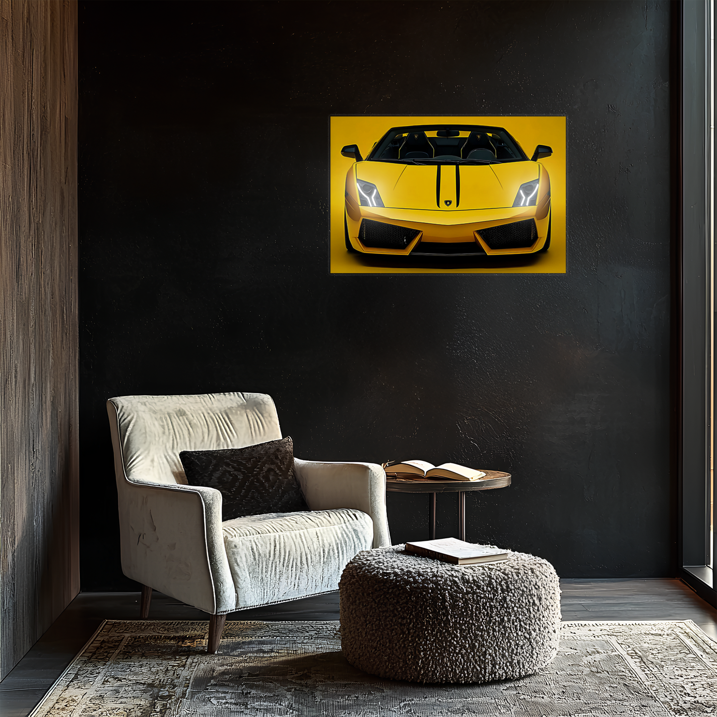 Sarı Lamborghini Tarzı UV Baskı Neon Duvar Dekoru | Pleksi Işıklı Spor Araba Tablo | Gamer Room Duvar Sanatı