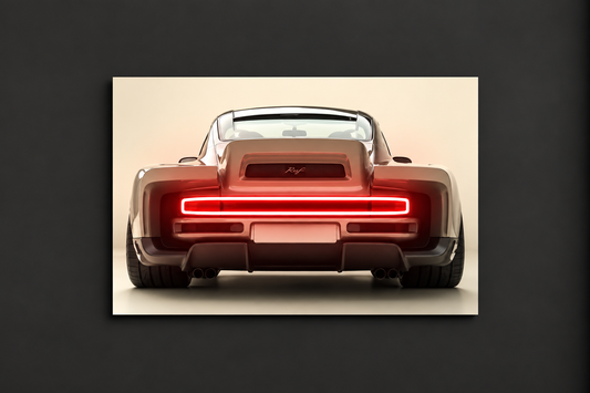 Kırmızı Muscle Car UV Baskı Neon Duvar Dekoru | Amerikan Araba Işıklı Tablo | Pleksi Duvar Sanatı