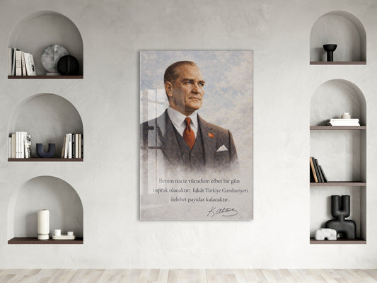 Mustafa Kemal Atatürk Cam Tablo - PeonyAta021