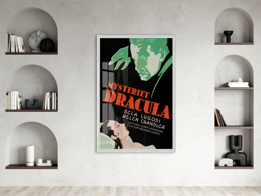 Vintage Dracula Cam Tablo | Retro Gotik Poster UV Baskılı Temperli Cam - Peony149