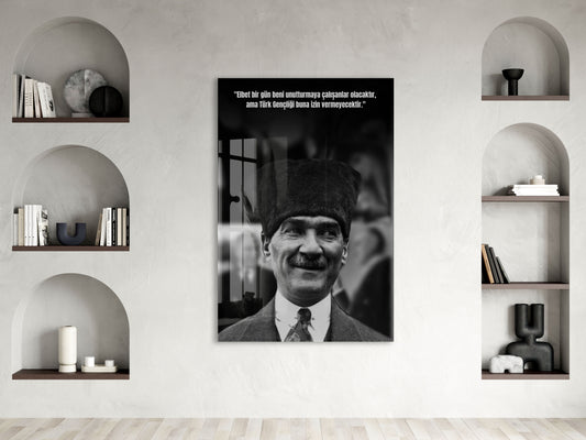Mustafa Kemal Atatürk | Modern Cam Tablo-PeonyAta084