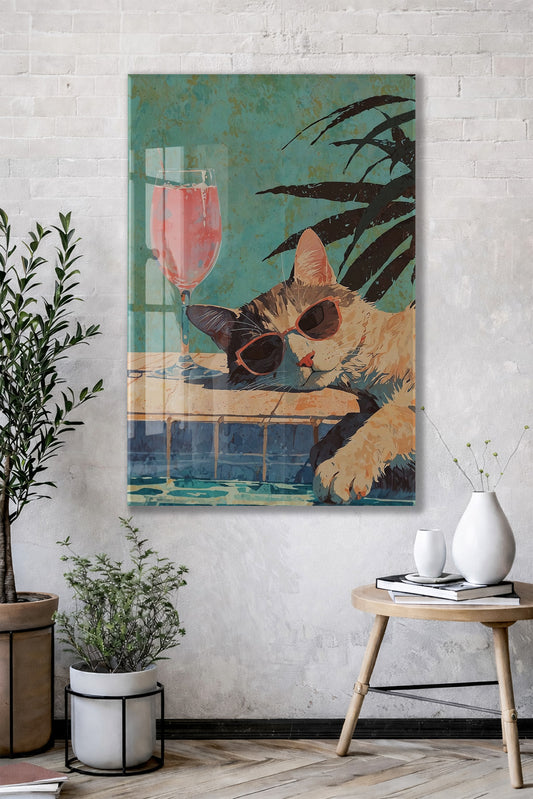 Cool Kedi İllüstrasyonu – Genç Odası ve Salon Dekoru - Peony125