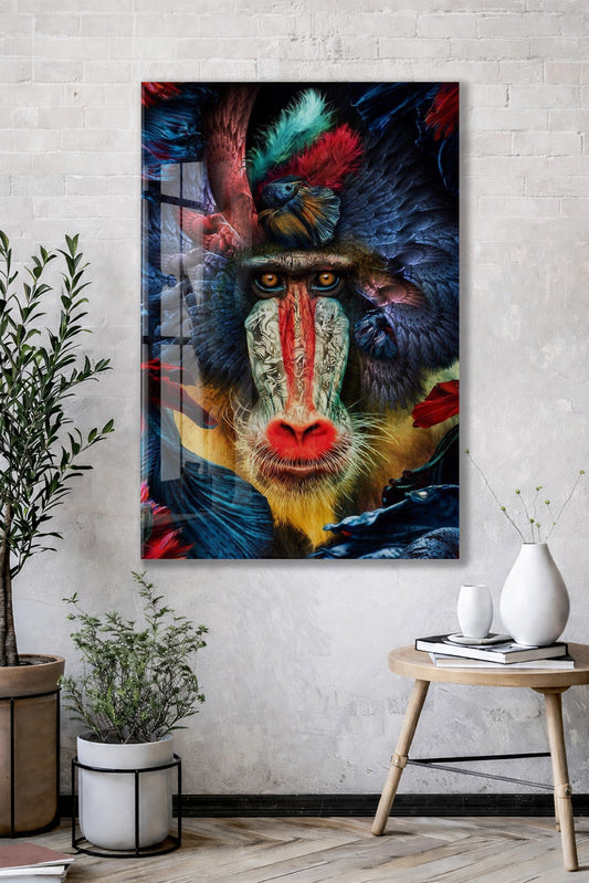 Etnik Desenli Maymun Portresi – Modern Dekoratif Tablo - Peony122
