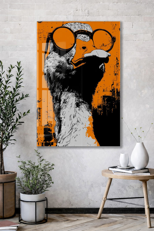 Street Art Tarzı Ördek Cam Tablo – Genç Odası ve Ofis Dekoru - Peony098