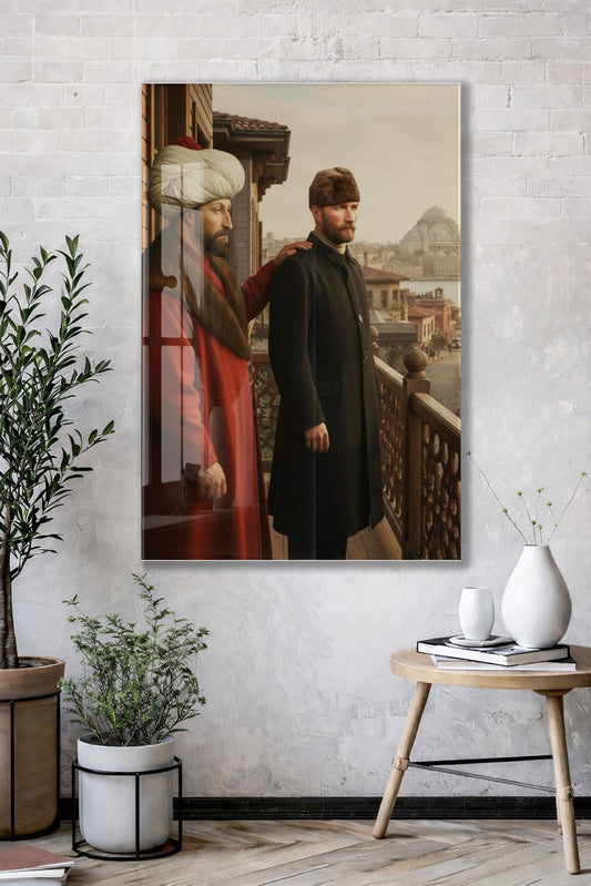 Atatürk Osmanlı’dan Cumhuriyet’e Cam Tablo – Tarihsel Geçiş ve Liderlik Temalı Cam Duvar Tablosu -PeonyAta064