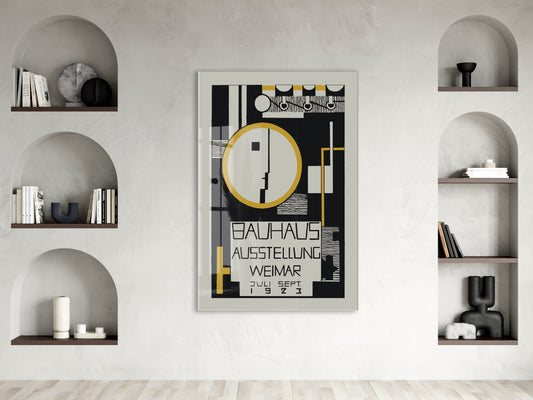 Bauhaus Tarzı Geometrik Cam Tablo | Minimalist Modern UV Baskılı Temperli Cam Duvar Dekoru - Peony162