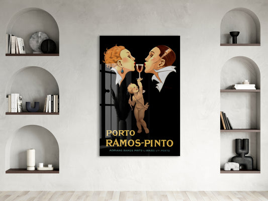 Ramos Pinto Vintage Cam Tablo | Art Deco Şarap Posteri UV Baskılı Temperli Cam Duvar Dekoru - Peony154