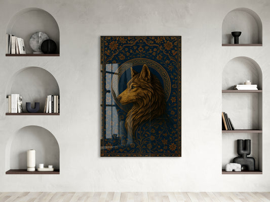 Bozkurt Motifli Türk Mitolojisi Cam Tablo – Asalet ve Bağımsızlık Sembolü - PeonyTrk03