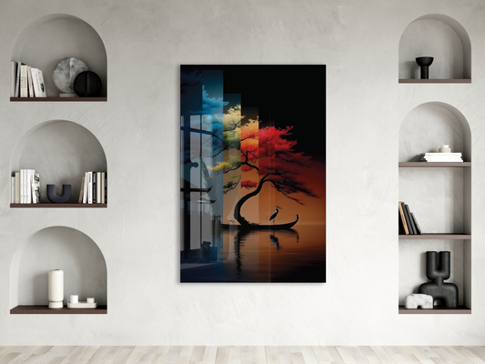 Soyut Portre Cam Tablo – Renkli Fırça Efektli Sanatsal UV Baskılı Temperli Cam Duvar Tablosu Modern Soyut Dört Mevsim Ağacı Cam Tablo – Doğa ve Denge Temalı Sanatsal UV Baskılı Temperli Cam Duvar Tablosu - Peony015