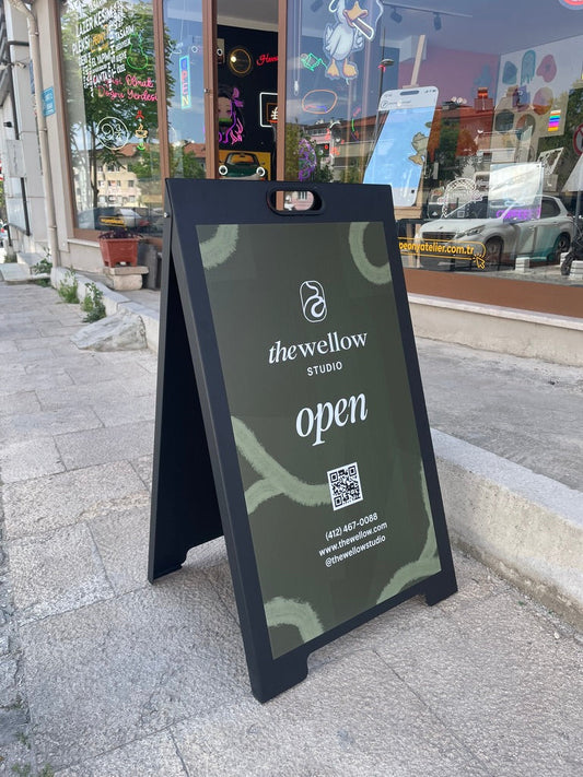 Metal A Tabela | UV Baskılı Kaldırım Reklam Panosu | Dış Mekan Mağaza Önü Standı