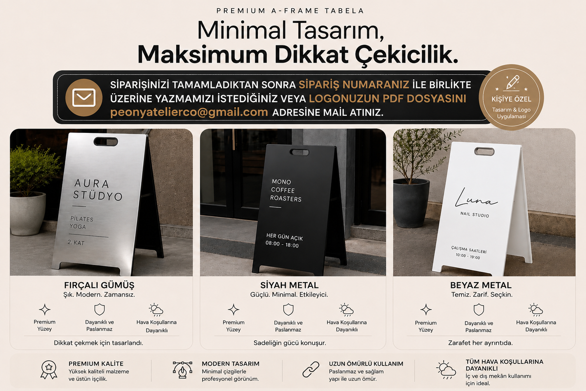UV Baskılı Dış Mekan Kaldırım Tabelası | Elektrostatik Boyalı Reklam Standı
