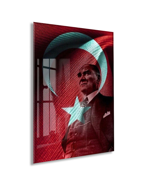 Mustafa Kemal Atatürk | Modern Cam Tablo-PeonyAta104