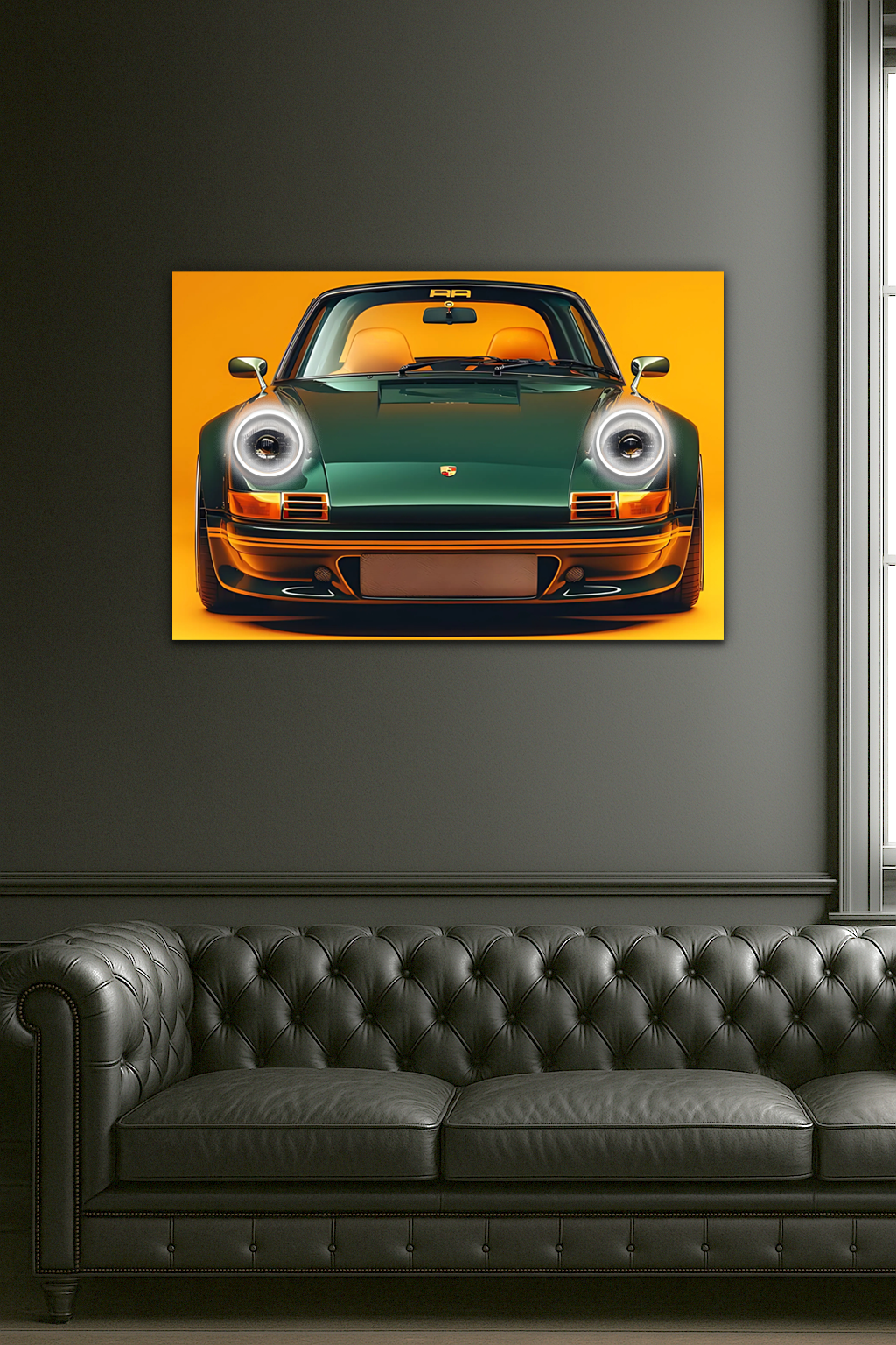 Porsche 911 Retro Model UV Baskı Neon Duvar Dekoru | Pleksi Işıklı Spor Araba Tablo | Modern Ev ve Ofis Dekoru