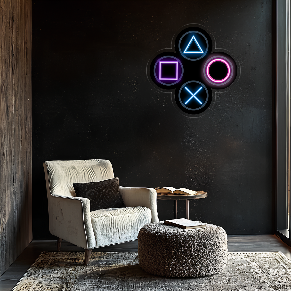 Gamer Neon Duvar Dekoru | RGB Oyun Konsolu Tuş Sembolleri LED Işıklı Pleksi Tablo