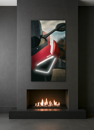 Kırmızı Sportif Motosiklet Neon Tablo – UV Baskılı Modern Garaj & Erkek Odası Duvar Dekoru UVCAR