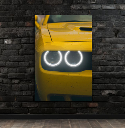 Spor Otomobil UV Baskı Neon Tablo | Çift LED Far Detaylı Pleksi Duvar Dekoru | Enerjik Otomobil Duvar Sanatı