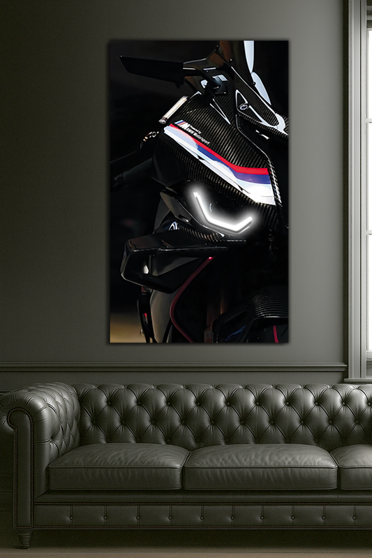 Spor Motosiklet UV Baskı Neon Duvar Dekoru | Pleksi Üzeri LED Işıklı Tablo | Lüks Motor Duvar Sanatı