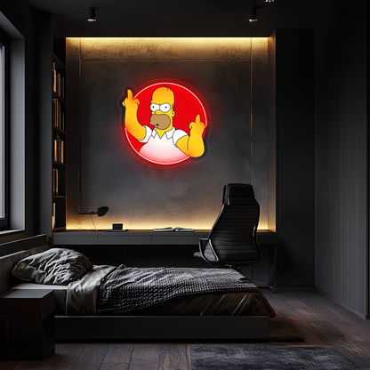 Simpson Neon Duvar Dekoru | Mizahi Işıklı Pleksi Tablo | Eğlenceli Gamer ve Bar Oda Dekoru
