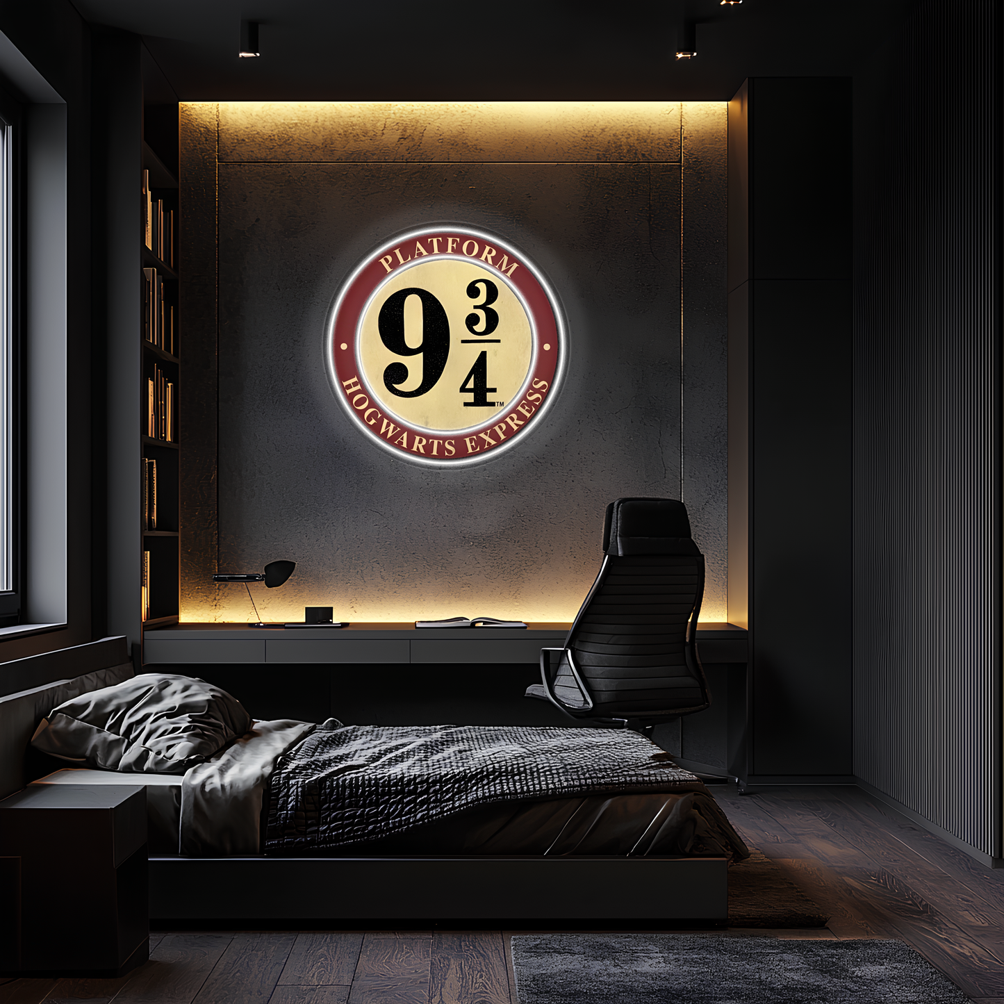 Magic Platform 9¾ Neon Duvar Dekoru | Film Temalı Işıklı Pleksi Tablo | Modern Ev ve Oda Dekoru