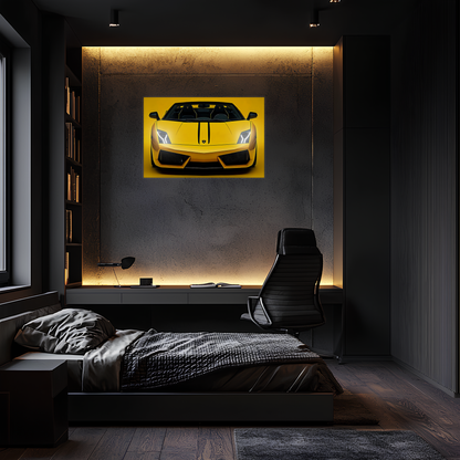 Sarı Lamborghini Tarzı UV Baskı Neon Duvar Dekoru | Pleksi Işıklı Spor Araba Tablo | Gamer Room Duvar Sanatı