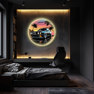 Araba Neon Tablo Araba duvar sanatı ışıklı, Araba led duvar dekoru, Araba led işareti, Garaj neon Tablo UvCar36