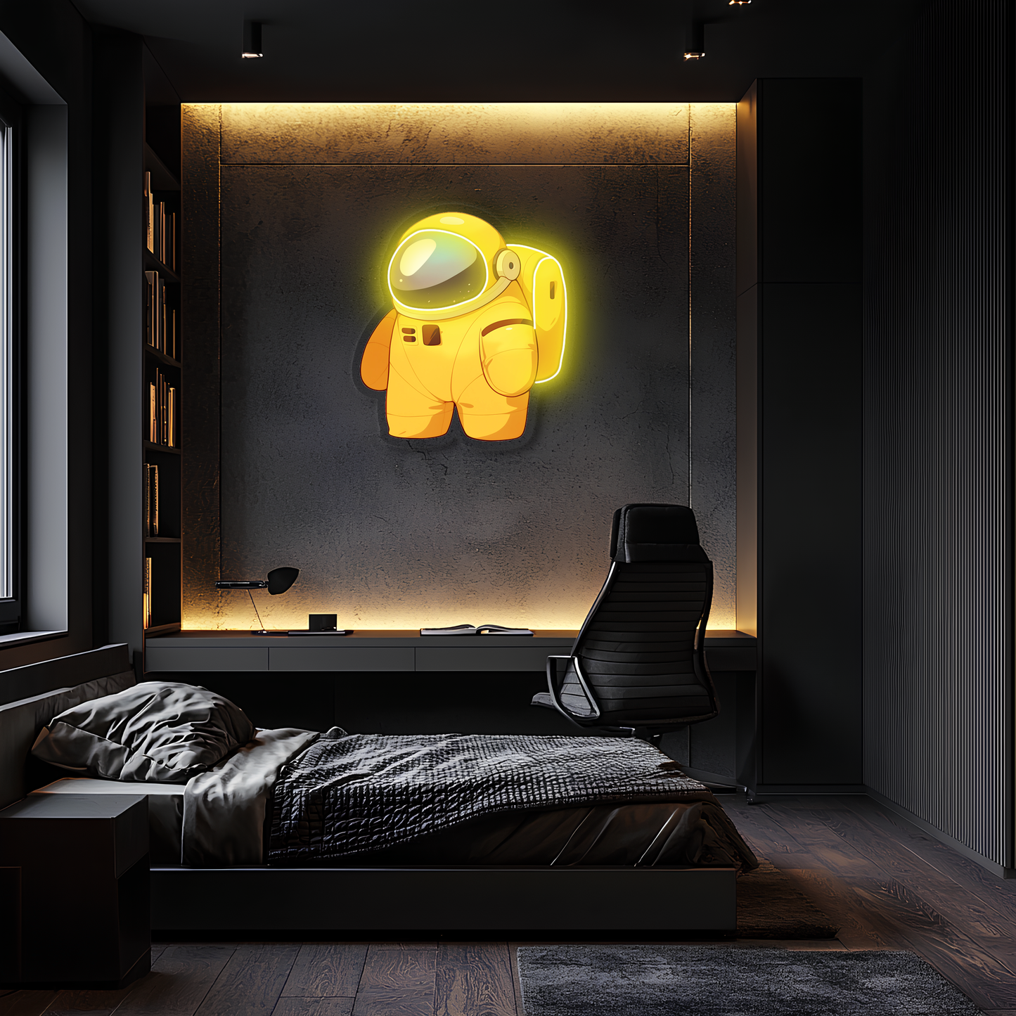 Astronot Neon Duvar Dekoru | Çocuk ve Genç Odası Işıklı Uzay Temalı Tablo | UV Baskı Pleksi Neon