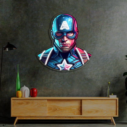 Captain America Neon Tablo | Süper Güç Temalı LED Duvar Dekoru