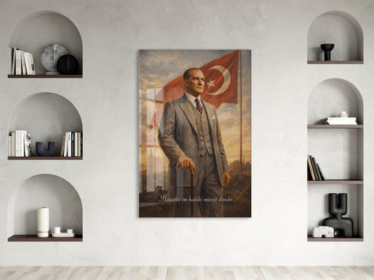 Mustafa Kemal Atatürk Cam Tablo- PeonyAta002